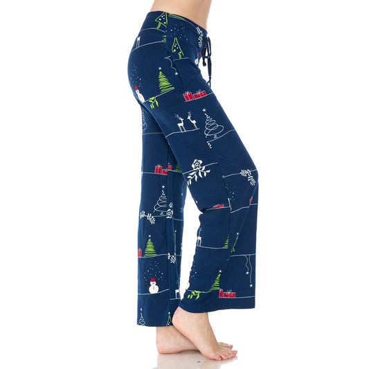 Buttery Soft Print Pajama Pants - Blue Snowman