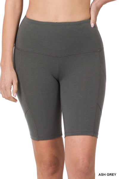 Biker Shorts w/ Pockets - Gray