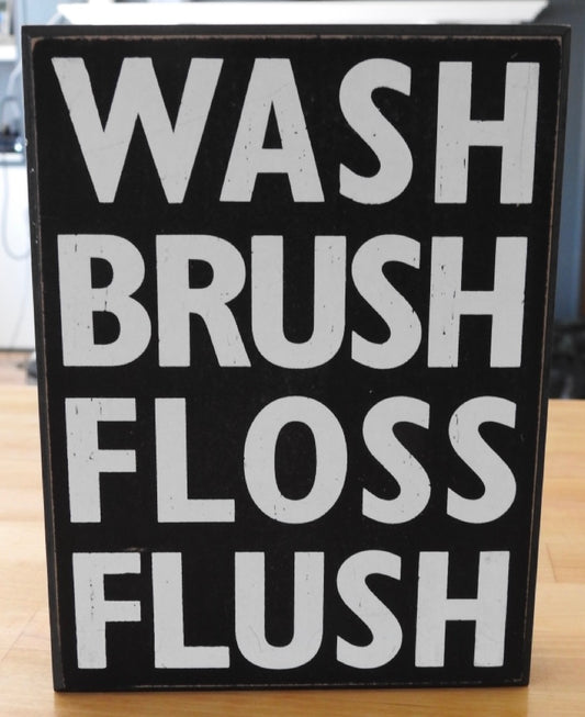 Wash Brush Floss Flush Bathroom Decor