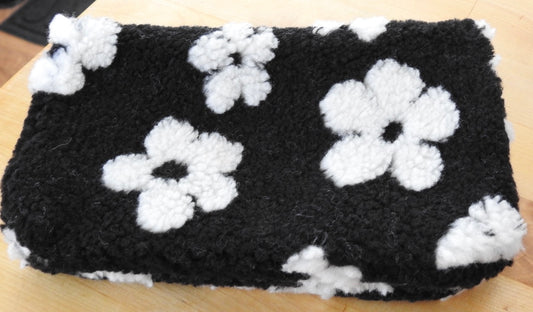 Fleece B&W Flowered Make Up Pouch