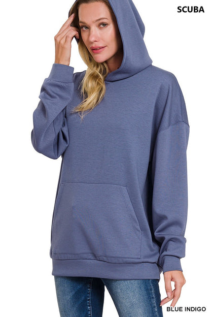 Scuba Hoodie w/ Kangaroo Pockets - Indigo Blue