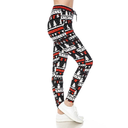 Buttery Soft Print Joggers with Drawstring - Trees